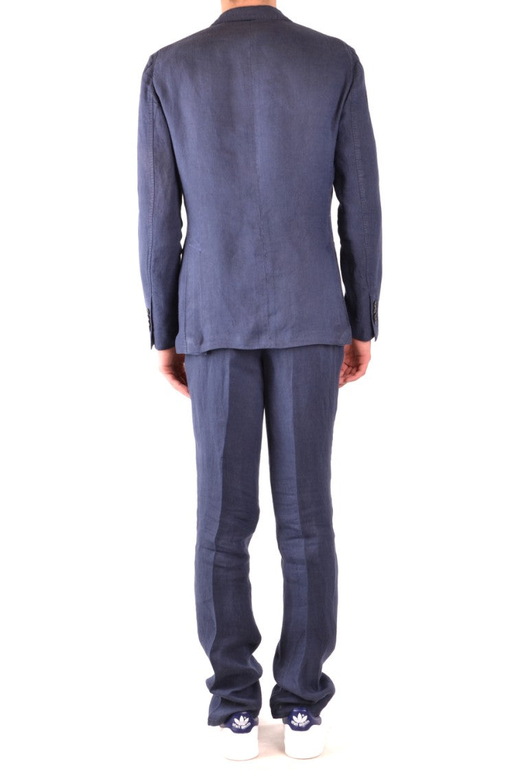 Lardini Double-Breasted Blue Hemp Jacket