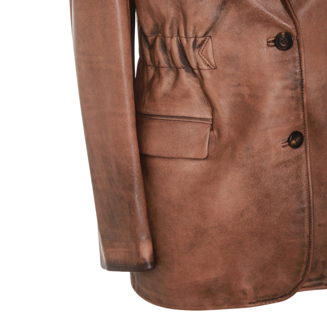 Golden Goose Distressed Brown Leather Jacket With Tailored Silhouette