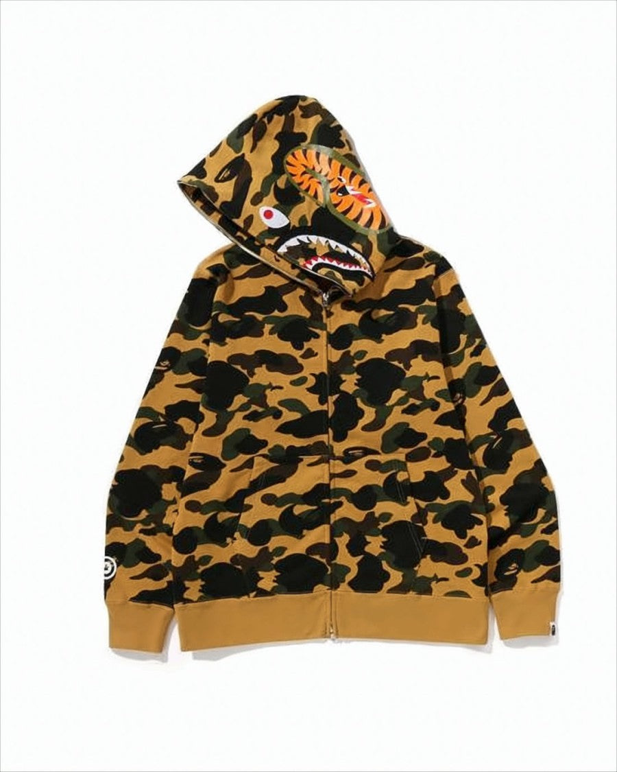 Bape Camouflage Print Bape Jacket With Shark Graphic