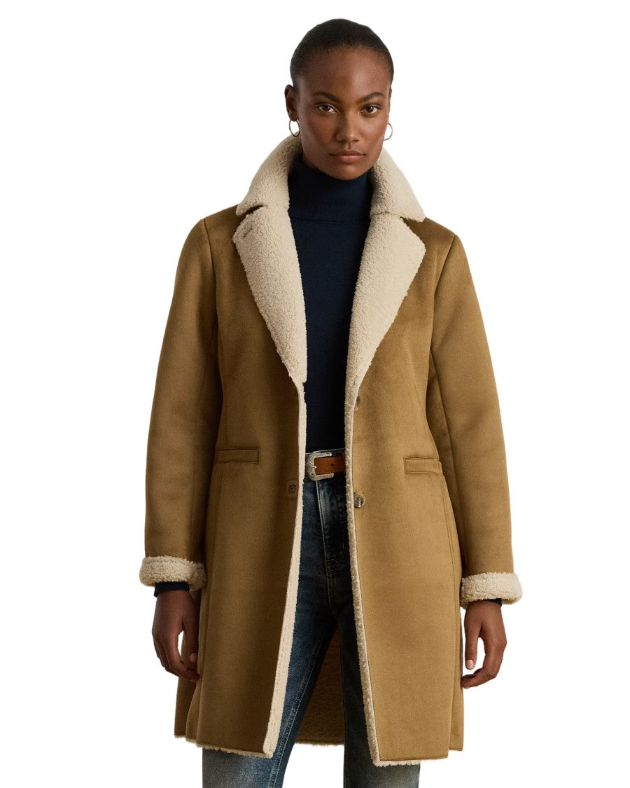 Lauren Ralph Lauren Plush Shearling Collar Short Coat