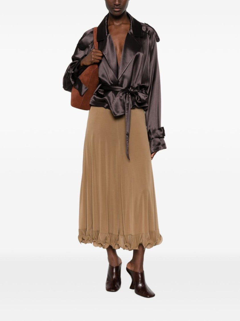 Moschino Gathered Ruffle Skirt With Brown Elasticated Waistband