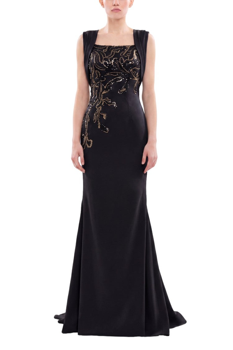 Saiid Kobeisy Embellished Long Crepe Dress