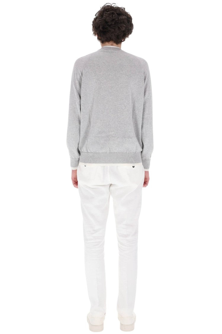 Eleventy Layered-Effect Contrast Trim Crewneck Sweater