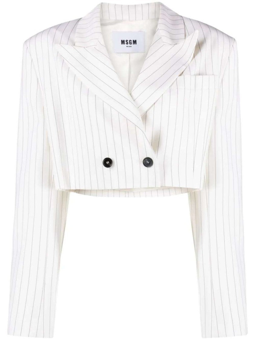 Msgm Pinstripe-Pattern Cropped Blazer