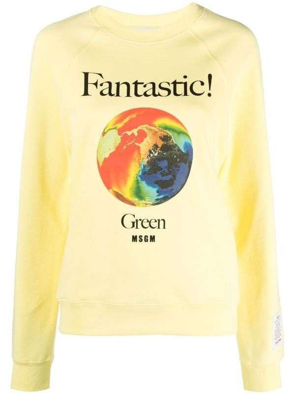 Msgm Fantastic Logo-Print Crew Neck Sweatshirt