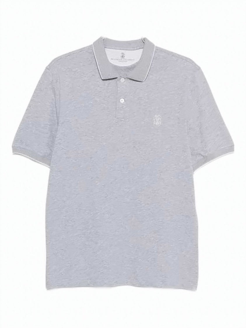 Brunello Cucinelli Heathered Grey Polo Shirt