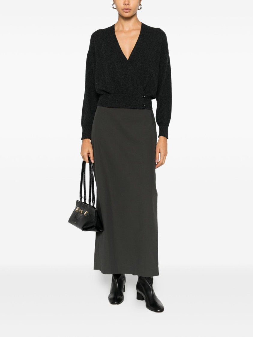 Ivory Paris Wrap-Style Cashmere Sweater With V-Neckline