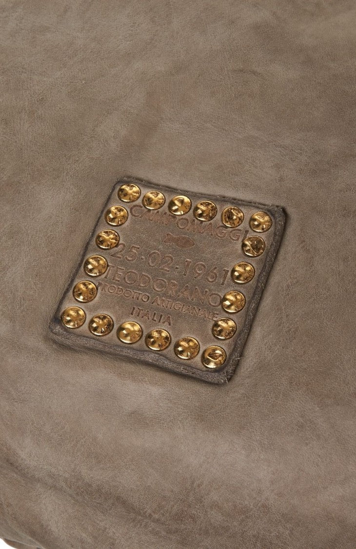 Campomaggi Crescent-Shaped Shoulder Bag With Woven Strap And Metallic Accents