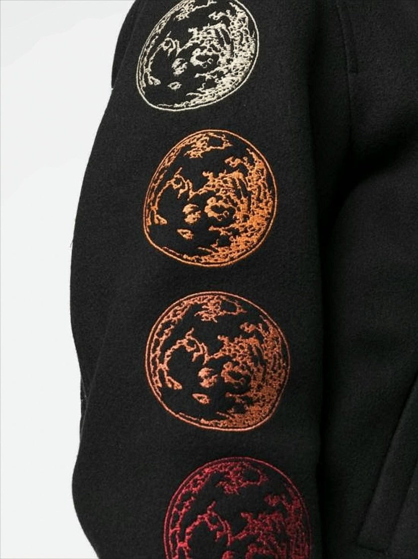 Off-White Contrast-Trim Black Wool Blend Bomber Jacket