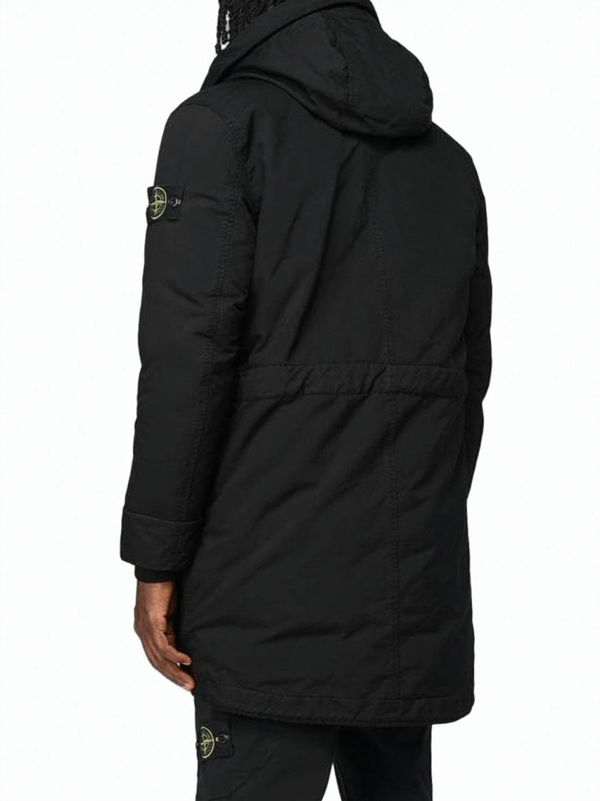 Stone Island Padded Coat With High Collar And Hood