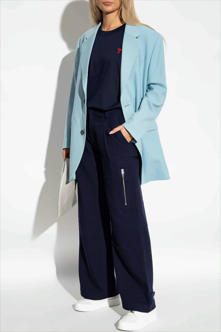 Ami Wide-Leg Cargo Pants In Virgin Wool