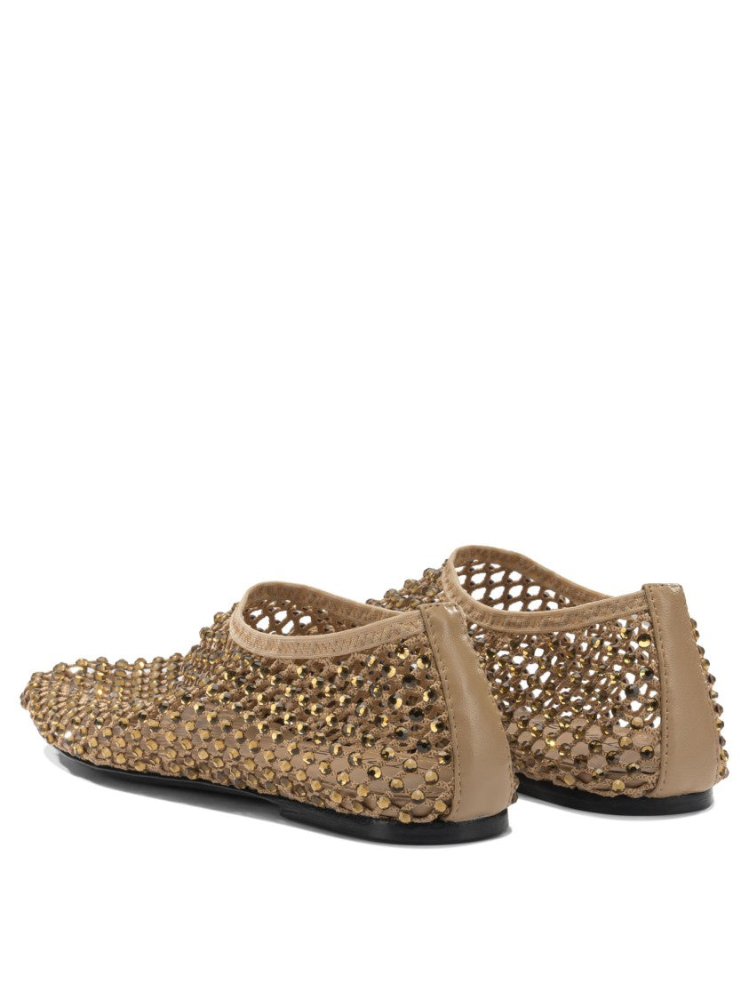 Strategia Beige Mesh Ballerinas With Golden Studs
