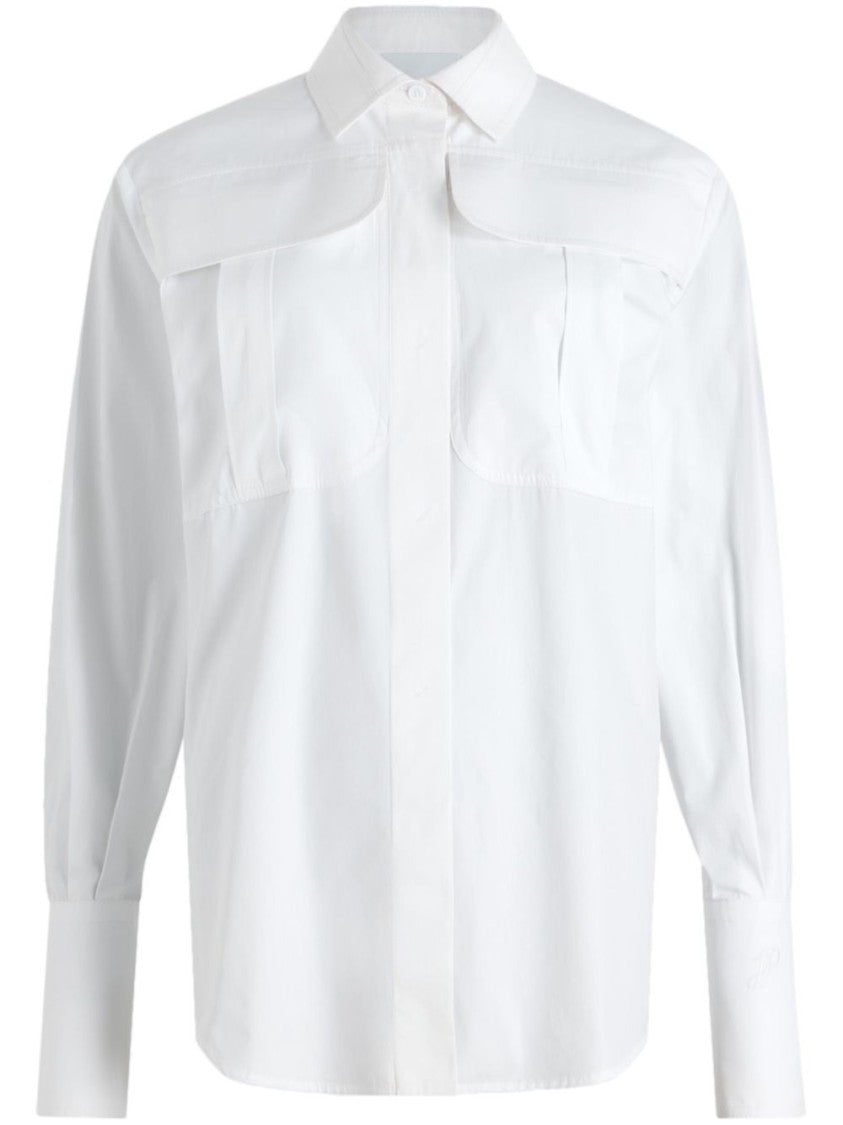 Patou Pristine White Cotton Shirt With Structured Collar