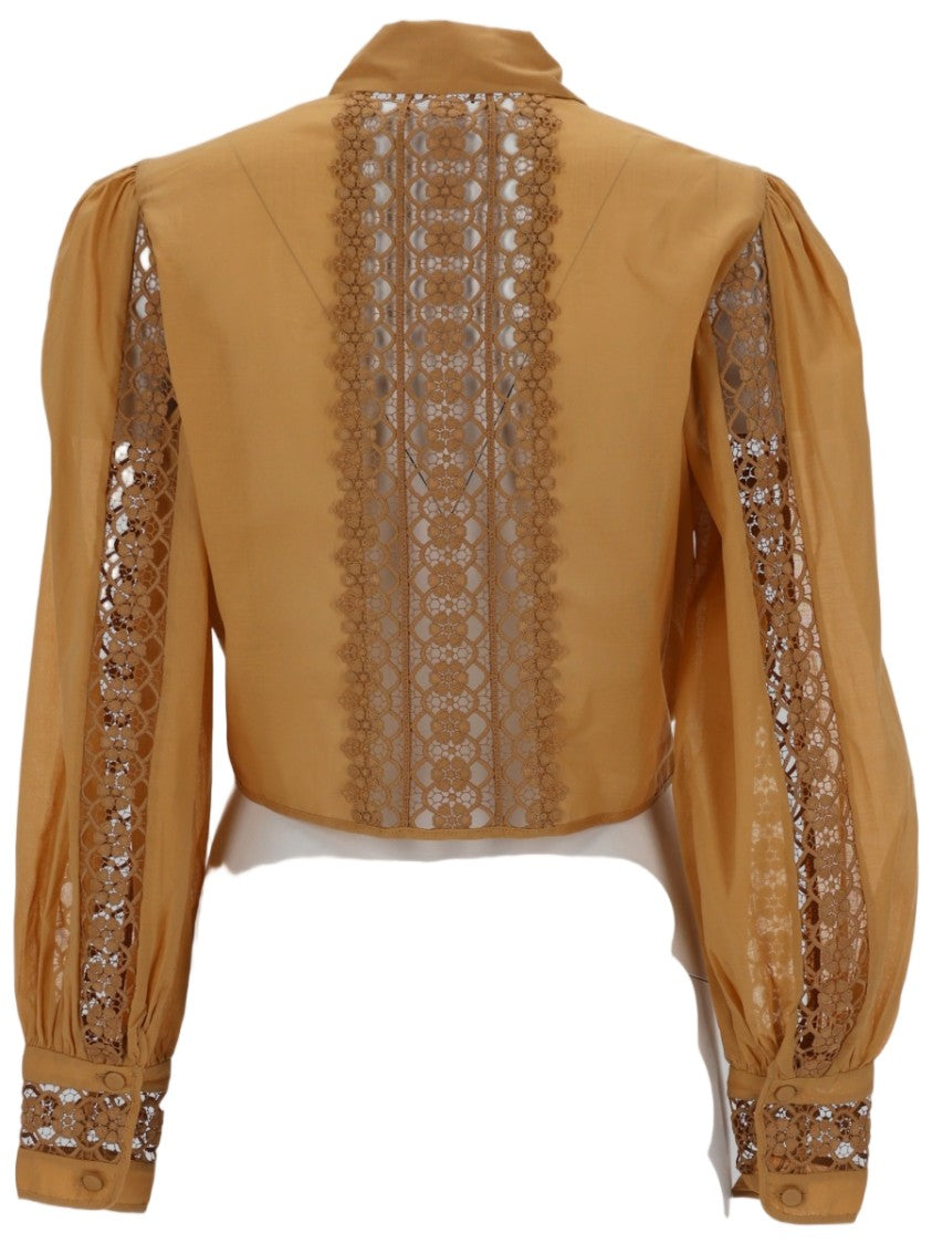 Charo Ruiz Ibiza Devi Warm Brown Lace Blouse