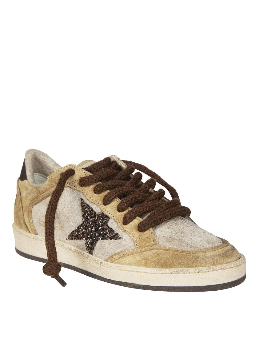 Golden Goose Brown Suede Glitter Star Sneakers