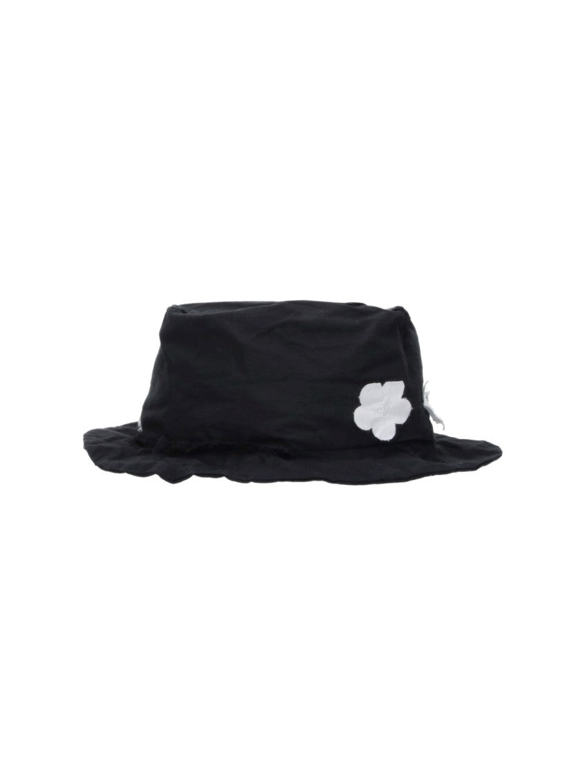 Scha Black Round Crown White Floral Hat
