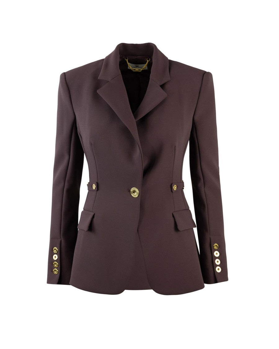 Elisabetta Franchi Burgundy Lightweight Crepe Jacket