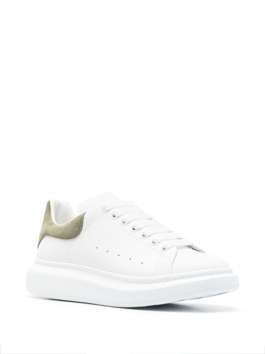 Alexander Mcqueen White Leather Sneakers With Suede Accent