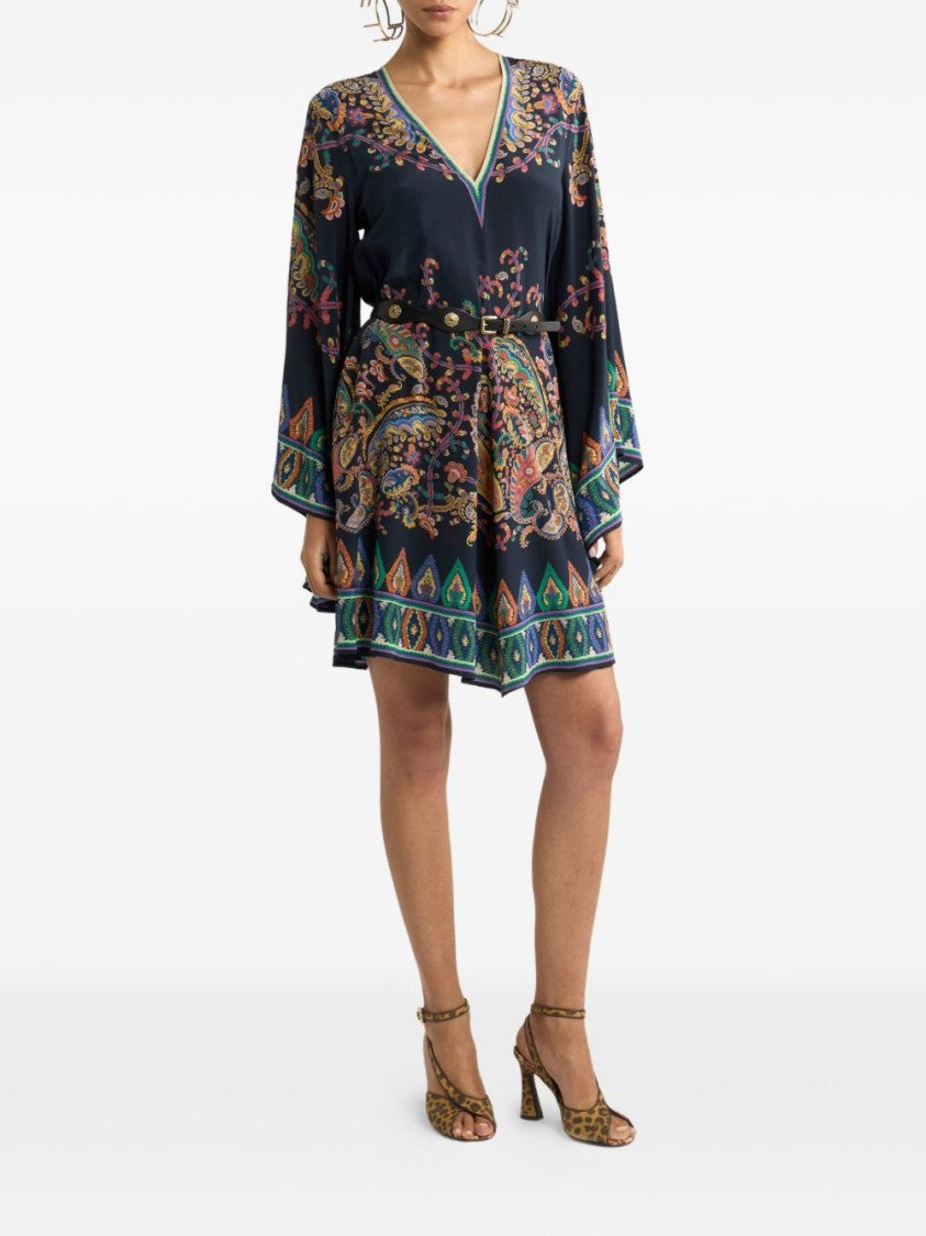 Etro Silk Mini Dress With Paisley Print