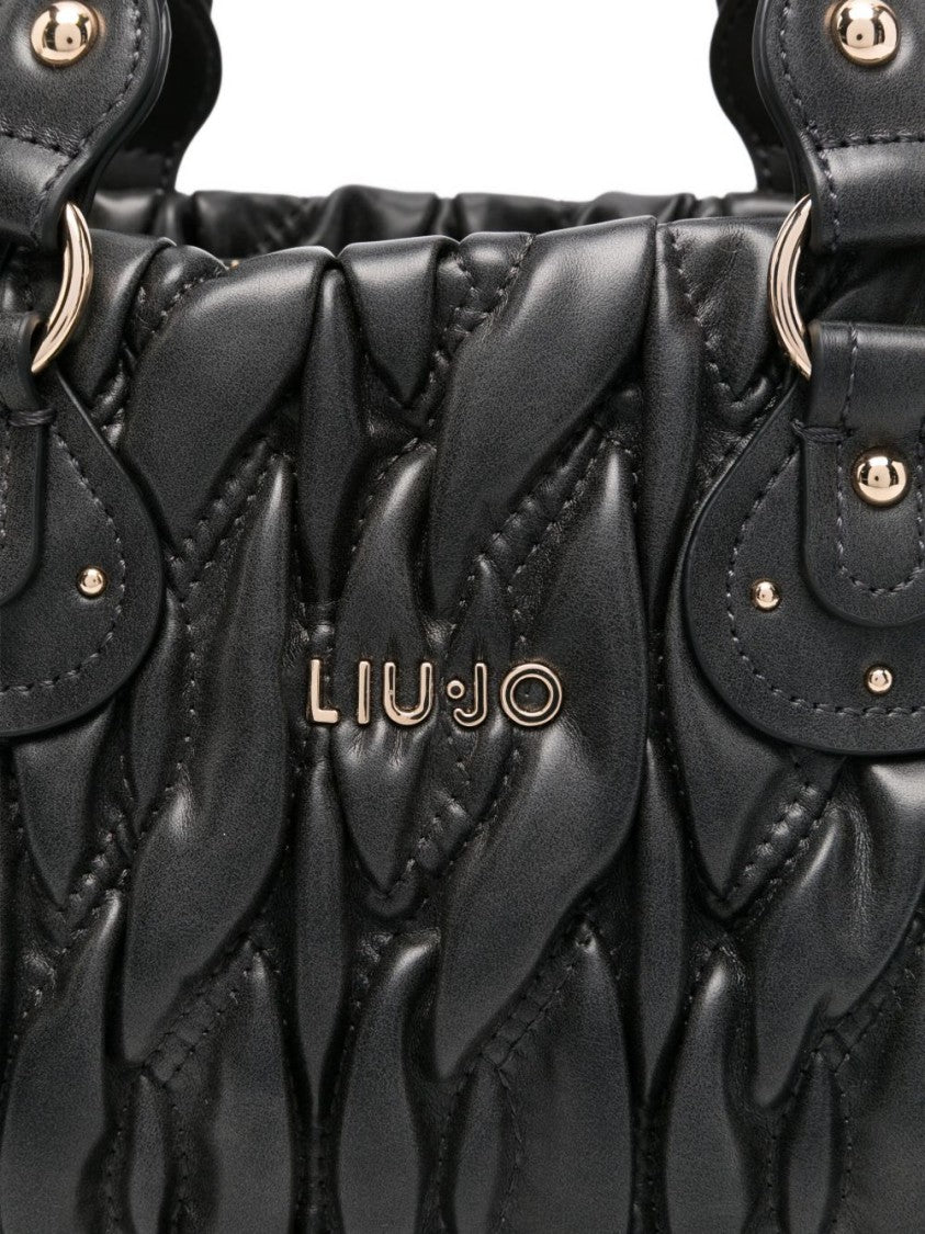Liu Jo Quilted Black Handbag With Gold-Tone Accents