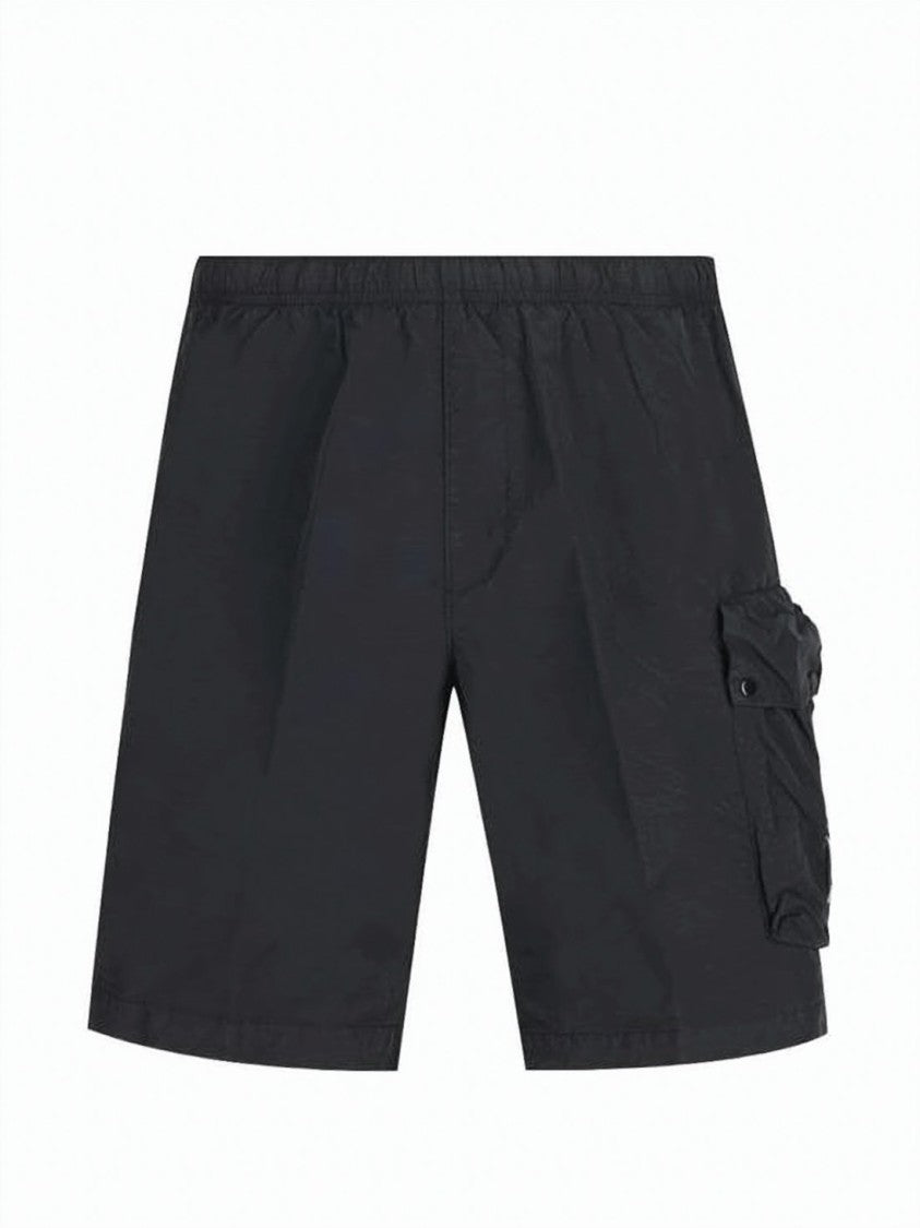 C.P. Company Black Minimalist Elastic Waist Polyamide Shorts