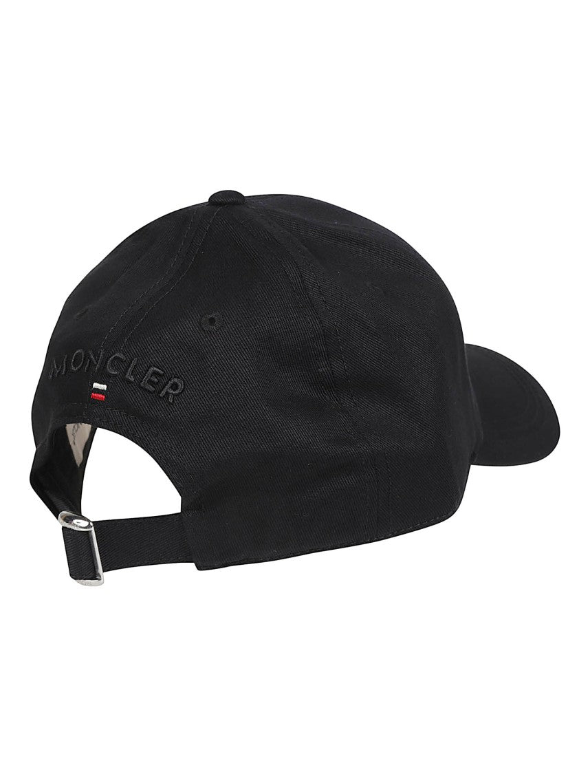 Moncler Black Cotton Logo Patch Baseball Cap