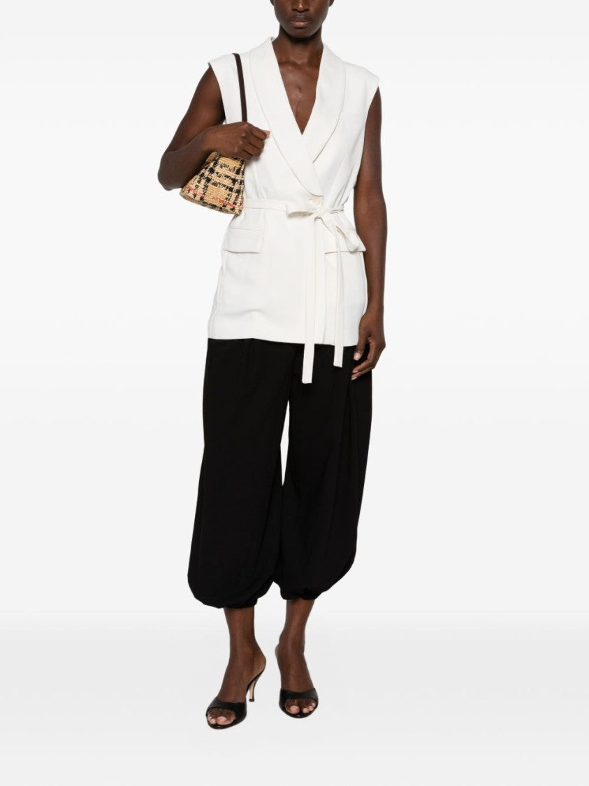 Parosh Double-Breasted Cady Vest With Removable Waist Belt
