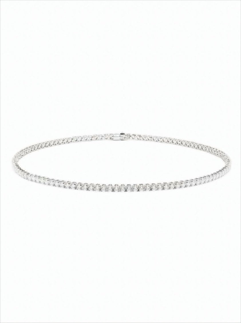 Swarovski Sparkling Silver Necklace With Refined Crystal Design