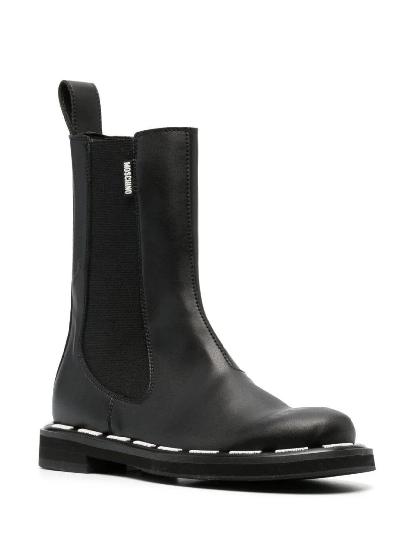 Moschino Rounded Toe Ankle Boots