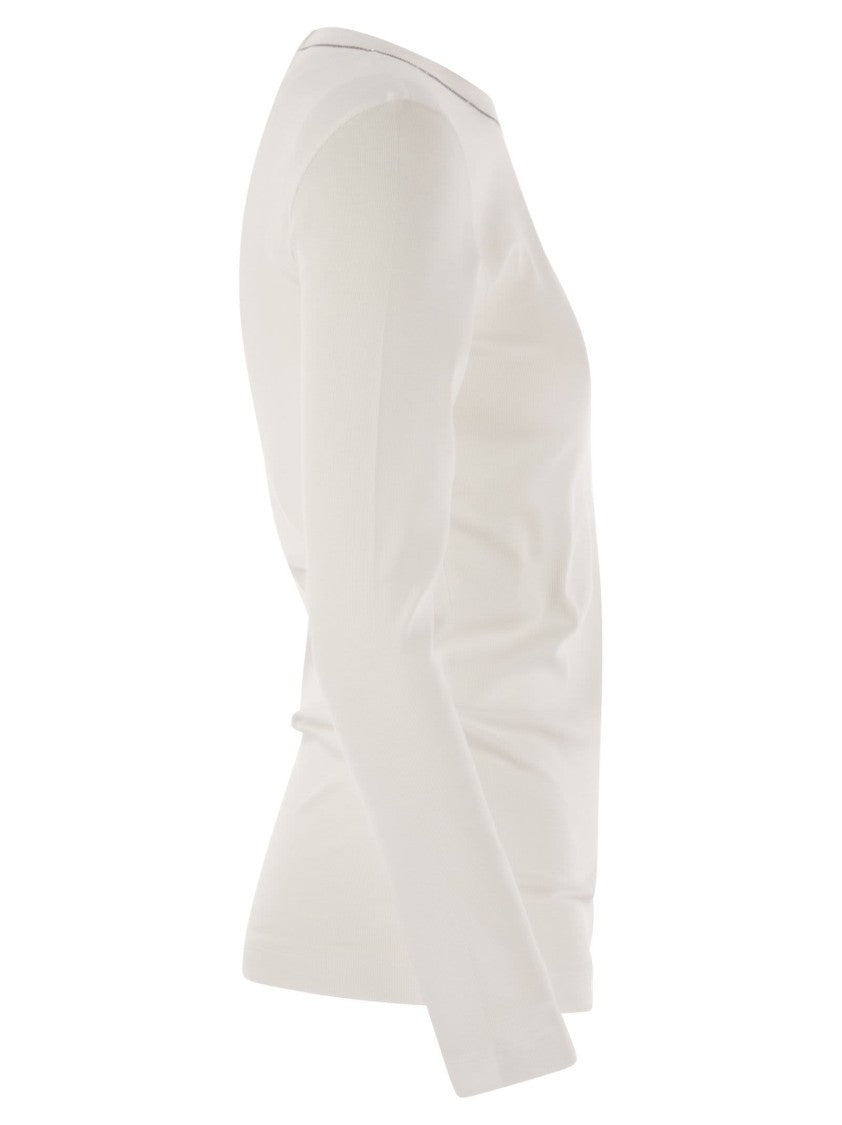 Brunello Cucinelli Ribbed Stretch Cotton Jersey T-Shirt