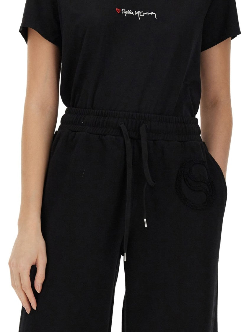 Stella Mccartney Oversized Black T-Shirt With Subtle Logo Detail