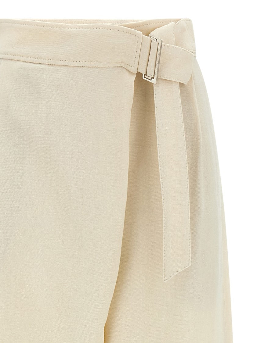 Brunello Cucinelli Linen Blend Crossed Palazzo Pants