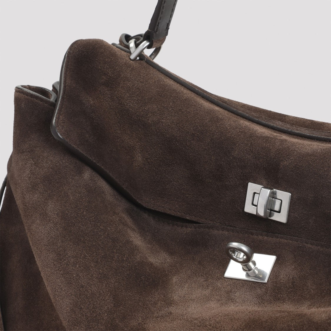 Balenciaga Rodeo M Brown Suede Leather Handbag
