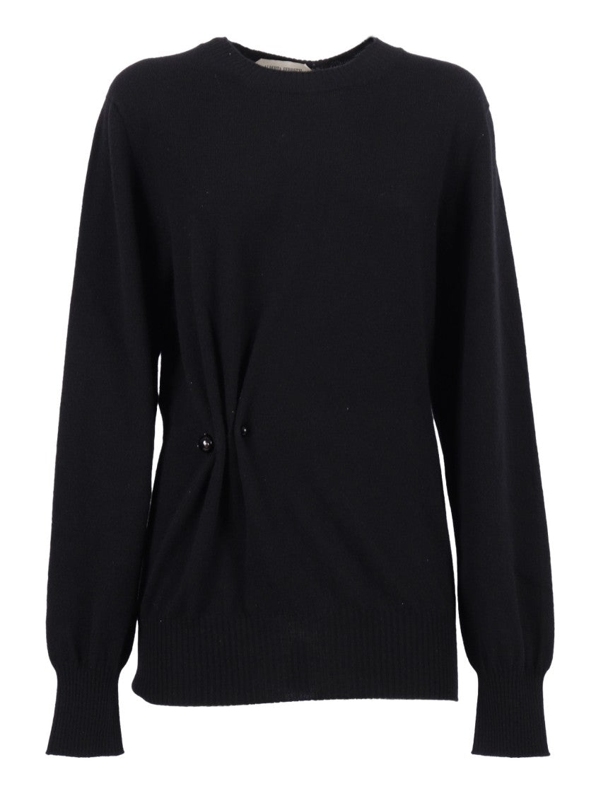 Alberta Ferretti Cashmere Knit Sweater With Twist Detail And Decorative Buttons