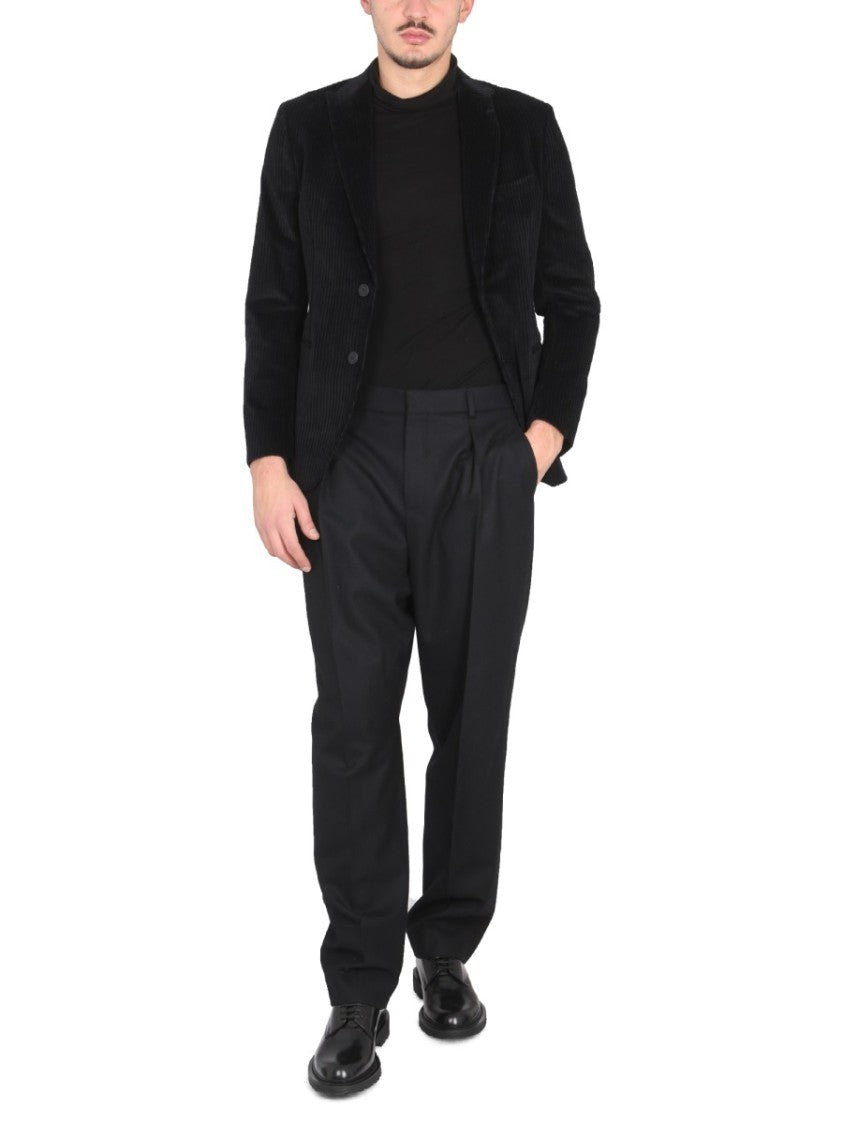 Tonello Single-Breasted Black Velvet Jacket