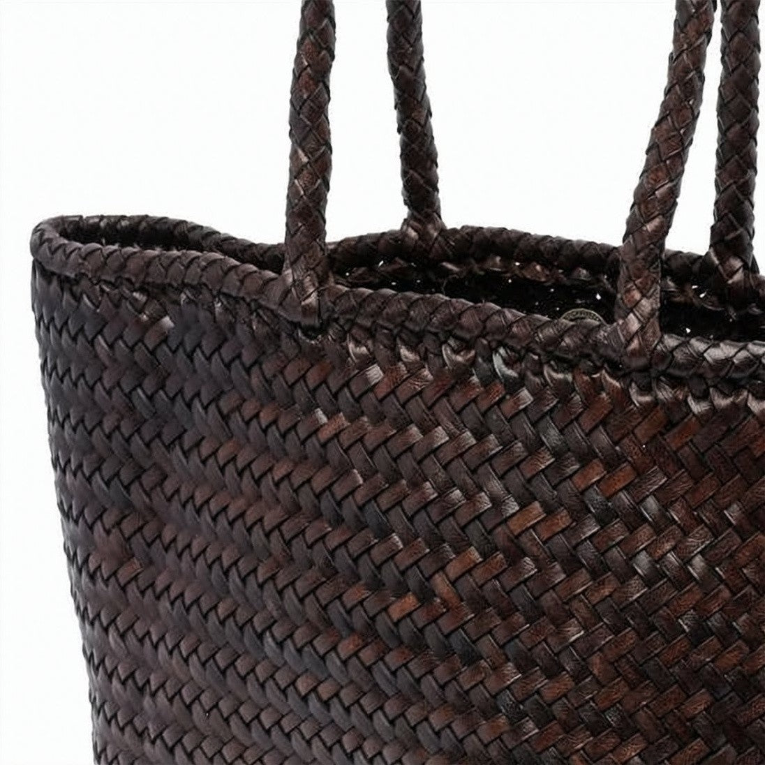 Dragon Diffusion Woven Dark Brown Calf Leather Tote Bag