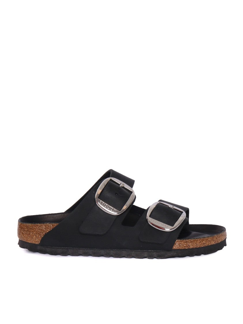 Birkenstock Black Arizona Oiled Leather Slide Sandal