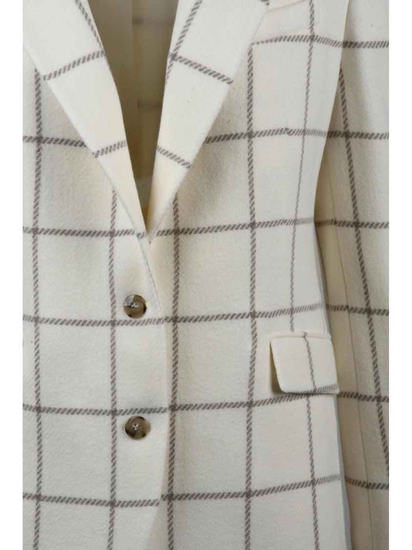Crida Structured Fitted Jacket With Classic Lapel And Windowpane Check