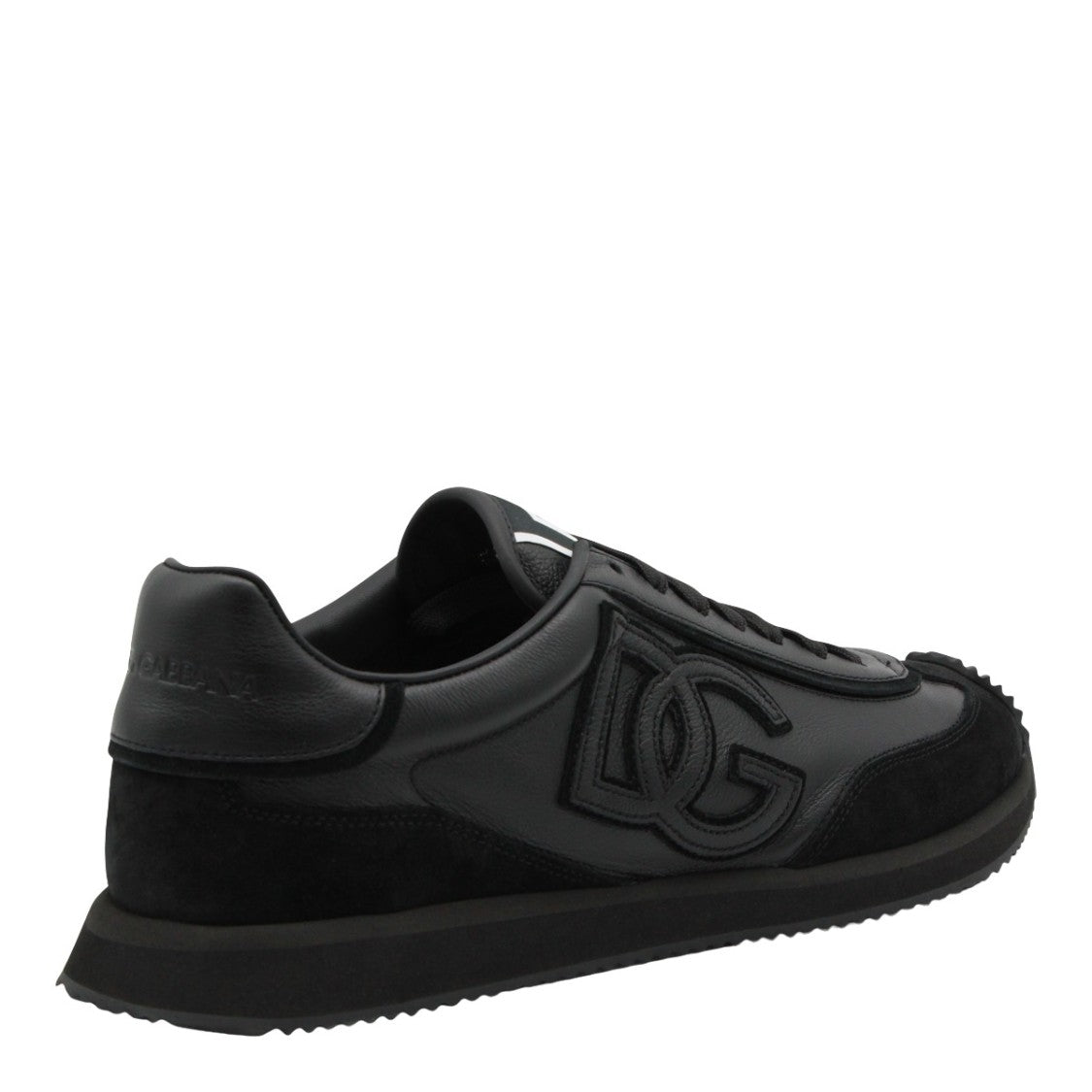 Dolce & Gabbana Monochromatic Black Sneakers With Leather