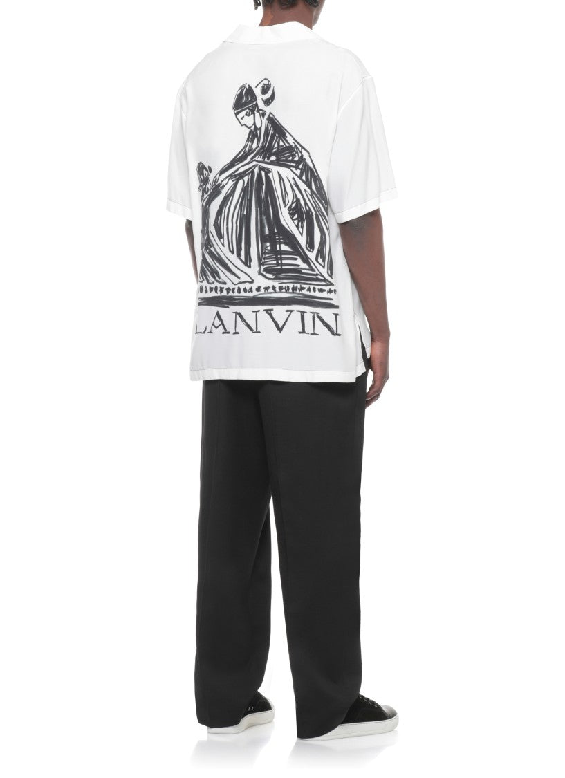 Lanvin White Rayon Rear Print Shirt