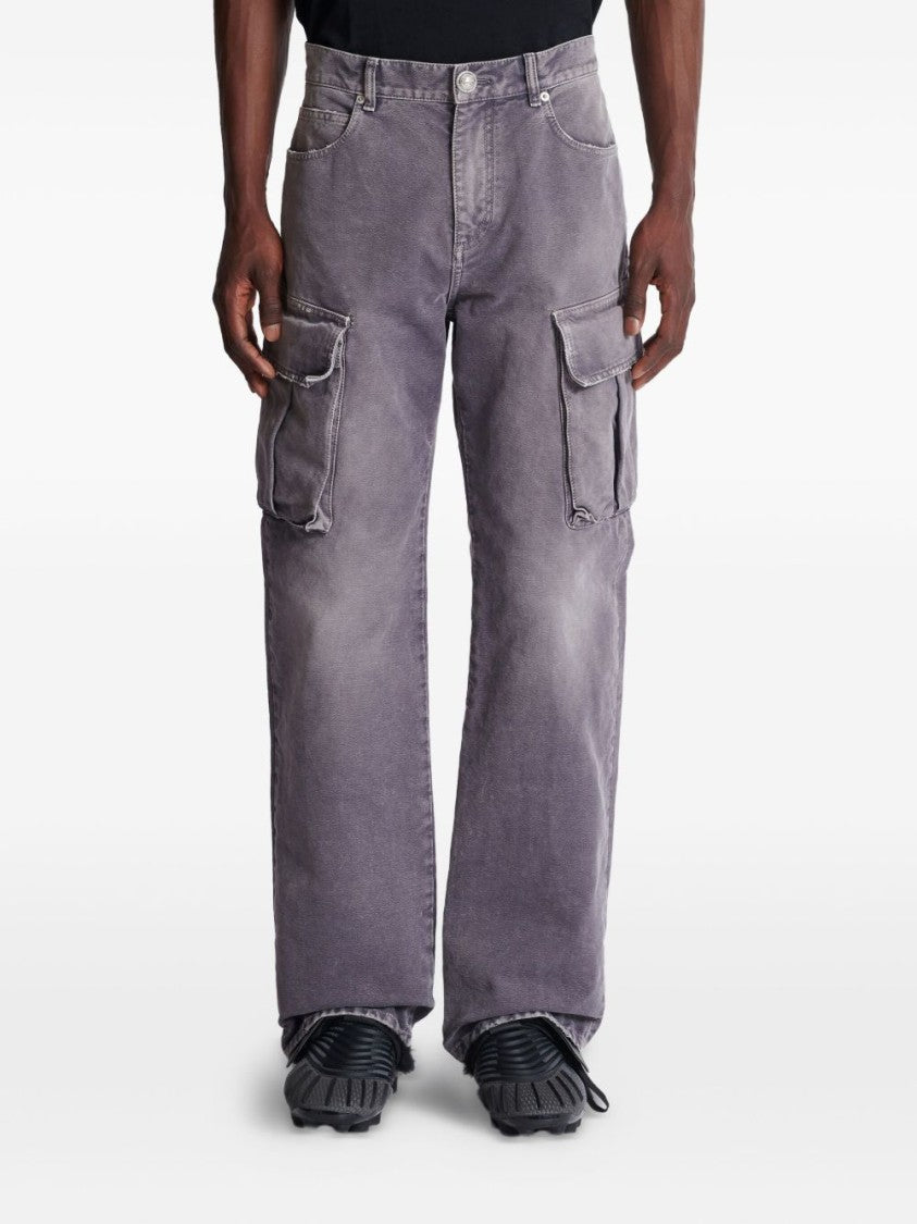 Balmain Grey Cargo Pocket Belt Loop Trousers