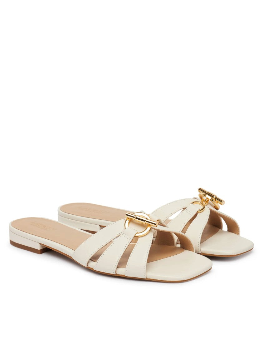 Lauren Ralph Lauren Minimalist Flat Slide Sandals With Gold-Tone Buckle