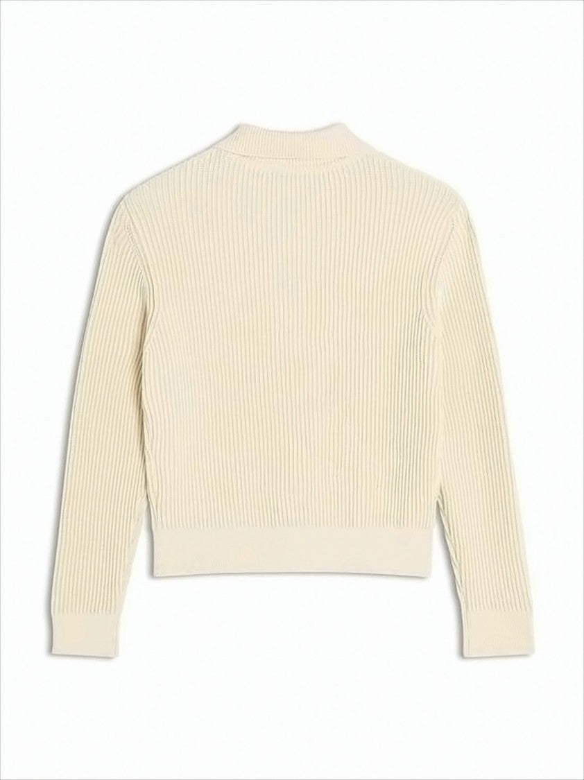 Maison Kitsuné Cropped Ribbed Knit Cardigan With Button-Down Front