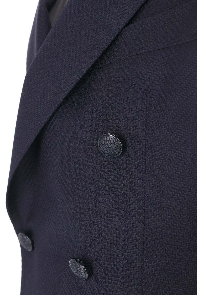 Tagliatore Montecarlo Herringbone Virgin Wool Double-Breasted Blazer
