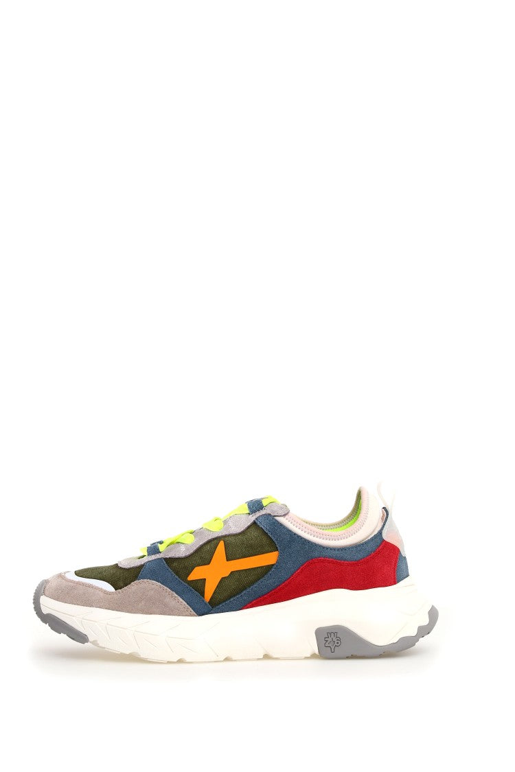 W6yz Multicolor Elevated Rubber Sole Sneakers With Suede