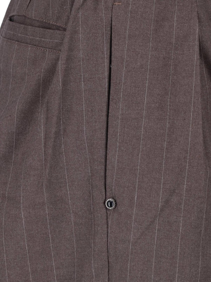 White Sand Brown Straight-Leg Belted Pants