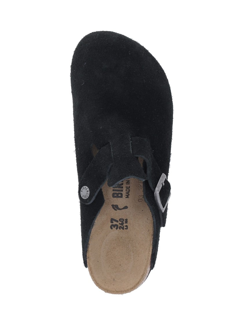 Birkenstock Suede 'Boston' Mules With Adjustable Strap And Anatomical Footbed