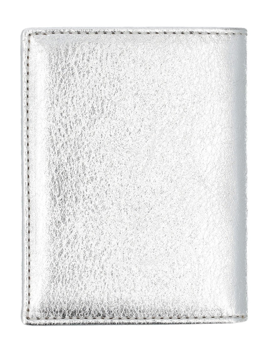Comme Des Garçons Bifold Wallet With Metallic Silver Finish