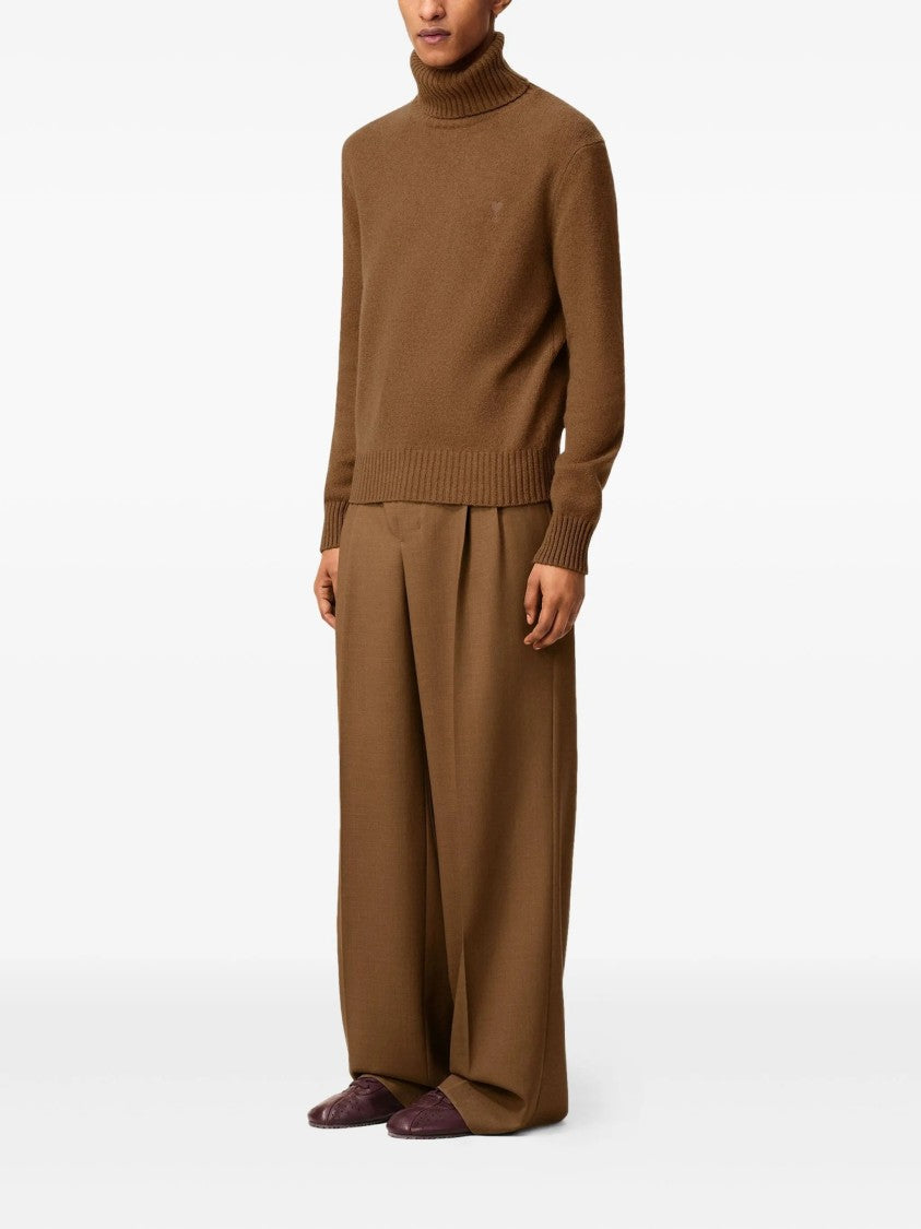 Ami Roll-Neck Sweater With Ribbed Texture