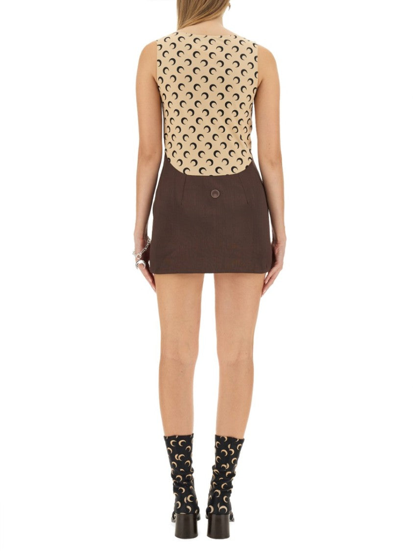 Marine Serre Slim Fit Mini Dress With Contrasting Back Design